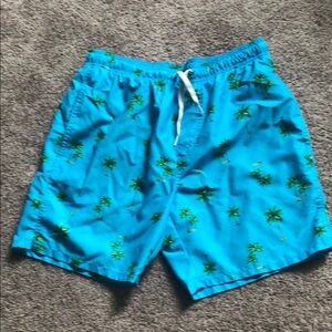 Old Navy Blue Palm Tree Swim Trunks